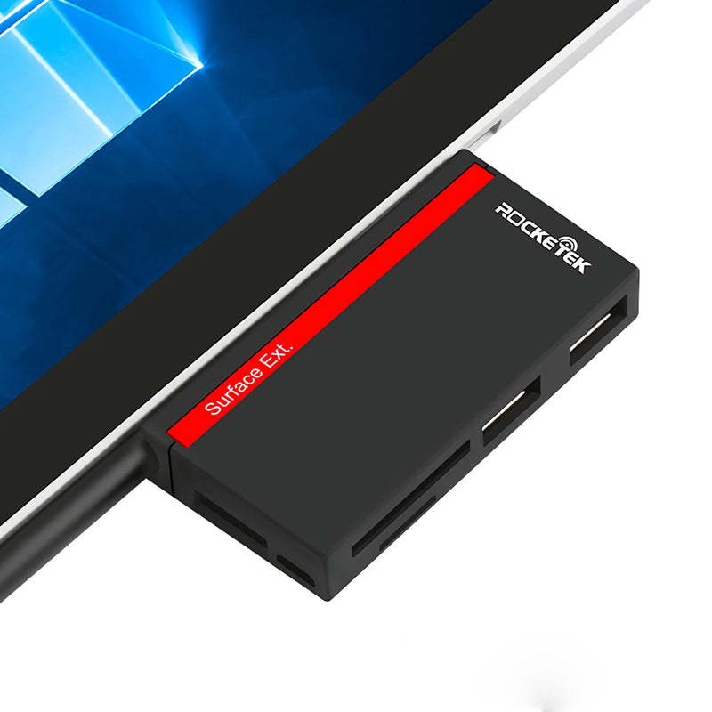 Rocketek SUR-U3 USB 3.0 to 2-Port USB 3.0 TF SD Card Reader Hub with Micro USB Power Port for Surface Pro