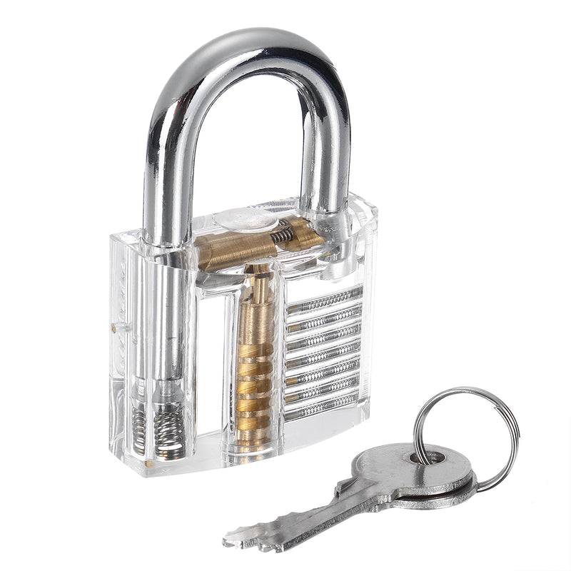 25PCS Lock Padlock Transparent Visible Pick Cutaway Practice Padlock Lock With Broken Key Picking Kit Tools Unlocking Set Lock Picks