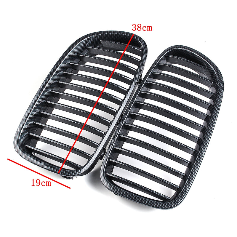 Pair Carbon Fiber ABS Front Kidney Grille For BMW F18 F10 F11 5 Series 2010-2016