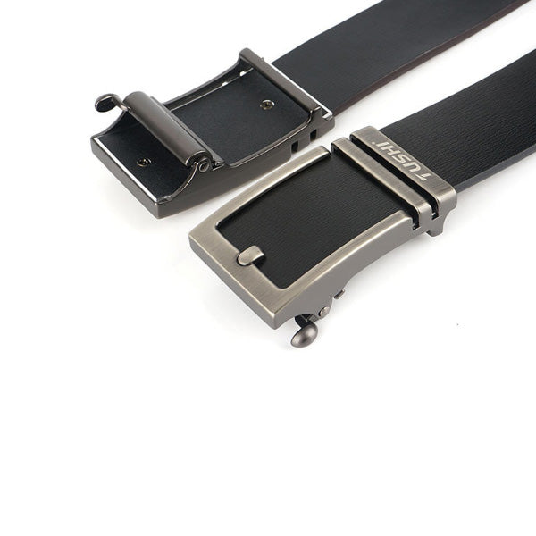 TUSHI 130cm Cowhide Leather Belt Quick Release Buckle Casual Business Belt Tactical Belts
