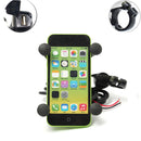 3.5-6.5inch 2A Quick Charge Phone GPS Handlebar Holder X-Style Motorcycle Car USB Port