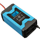 Enusic 12V 6A Pulse Repair LCD Battery Charger Blue For Car Motorcycle Lead Acid Battery Agm Gel Wet