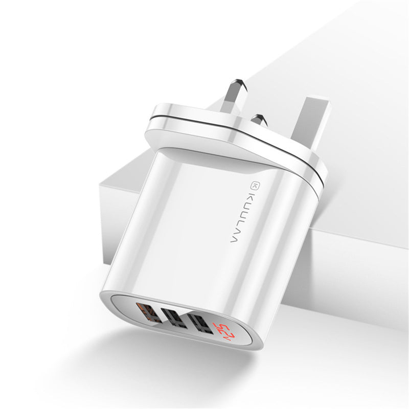 KUULAA 30W 3 USB QC3.0 Digital Display Fast Charging USB Charger Adapter For iPhone XS XR 11 Pro Oneplus 7T Pro Huawei P30 Pro Xiaomi Mi9 9Pro 5G