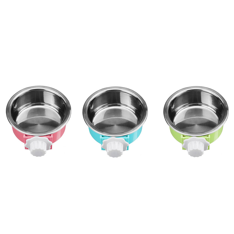 5cm Stainless Steel Hang-on Bowl For Pet Dog Cat Crate Cage Outdoor Food Dish Food Water Bowl