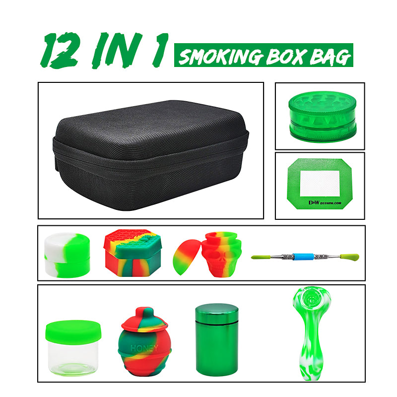 12 IN 1 Multifunctional Smoking Box Bag Set Rolling Set H ookah Pipes Gift For Smoker