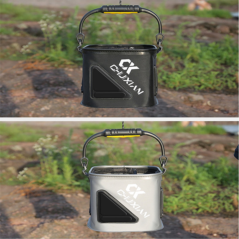 ZANLURE 8L Outdoor Portable Multifunctional EVA Folding Fishing Bucket Fishing Tools Barrel Fishing Storage Bucket-Black/Grey