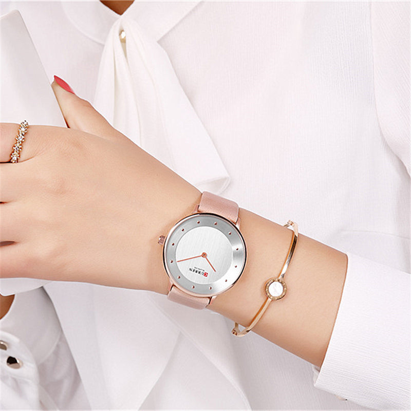CURREN 9033 Ultra Thin Dial Case Casual Style Quartz Watch Leather Band Business Women Watch
