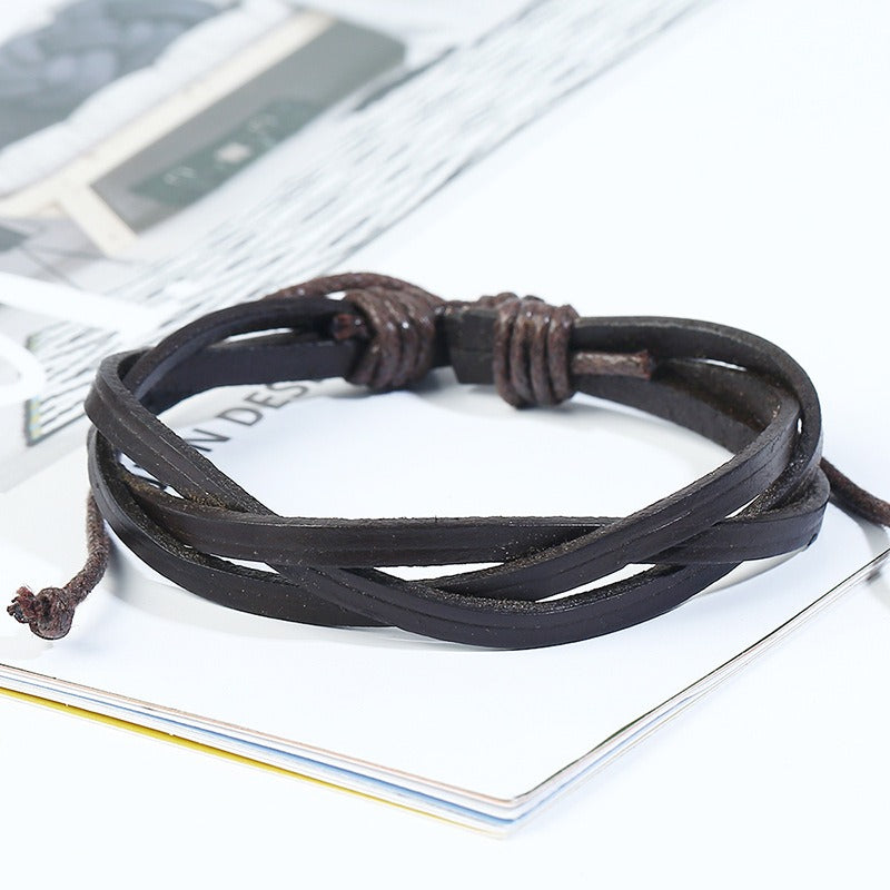 Retro Woven Leather Bracelet Multi Layer Bracelet Brown Bracelet For Men