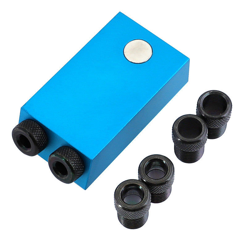 Aluminum Alloy Pocket Hole Jig System with Magnet and Drill Bits Oblique Hole Positioner 6/8/10mm 15 Degree Woodworking Locator Set