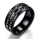 Trendy Stainless Steel Double Rhinestone Finger Ring for Men