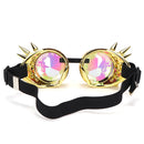 Retro Kaleidoscope Goggles Welding Rivet Punk Gothic Rave Halloween Rainbow Glas