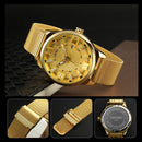 SKMEI 9166 Gold Case Business Style Men Wrist Watch Milan Stainless Steel Quartz Watches
