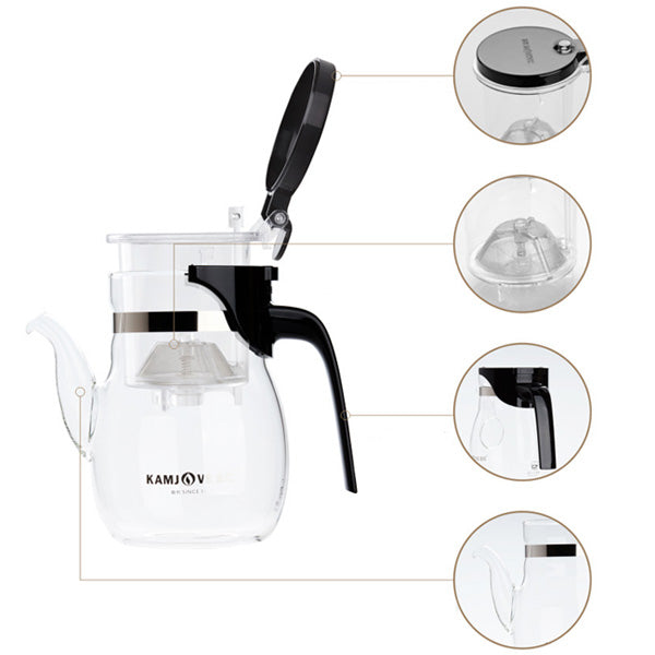 Crystal Clear Tea Glass Pot Tea Leaves Filtration Tea Pot Set