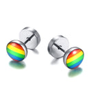 Fashion Rainbow Magnetic Rounded Ear Clip Studs Stainless Steel Earring Non Piercing