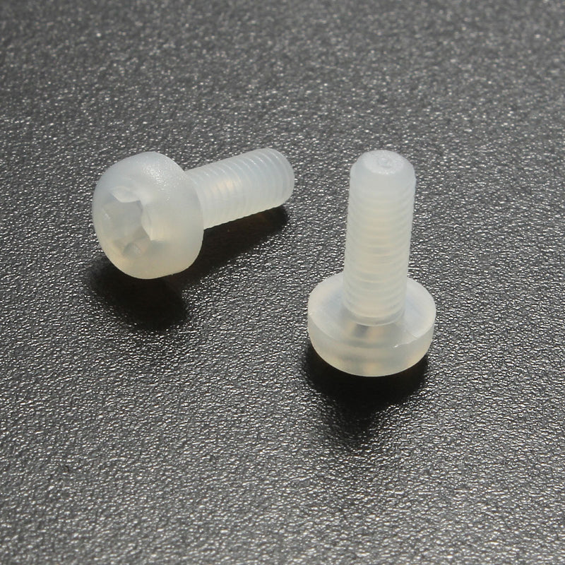 Suleve M3NP2 50Pcs M3 White Round Pillips Pan Head Plastic Nylon Screw Bolt 5/6/8/10/12/15/20/25mm Length