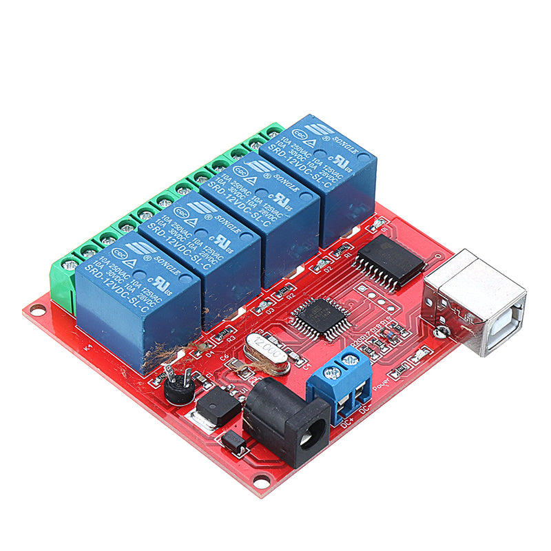 4CH Channel 12V Computer USB Control Switch Free Drive Relay Module PC Intelligent Controller