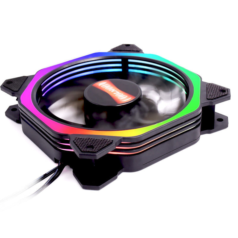 Coolmoon 3PCS 12cm Multilayer Backlit RGB Cooling Fan with IR Controller for Desktop PC