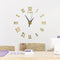 Large 3D DIY Wall Clock Roman Numerals Clock Frameless Mirror Surface Wall Sticker Home Dcor for Li