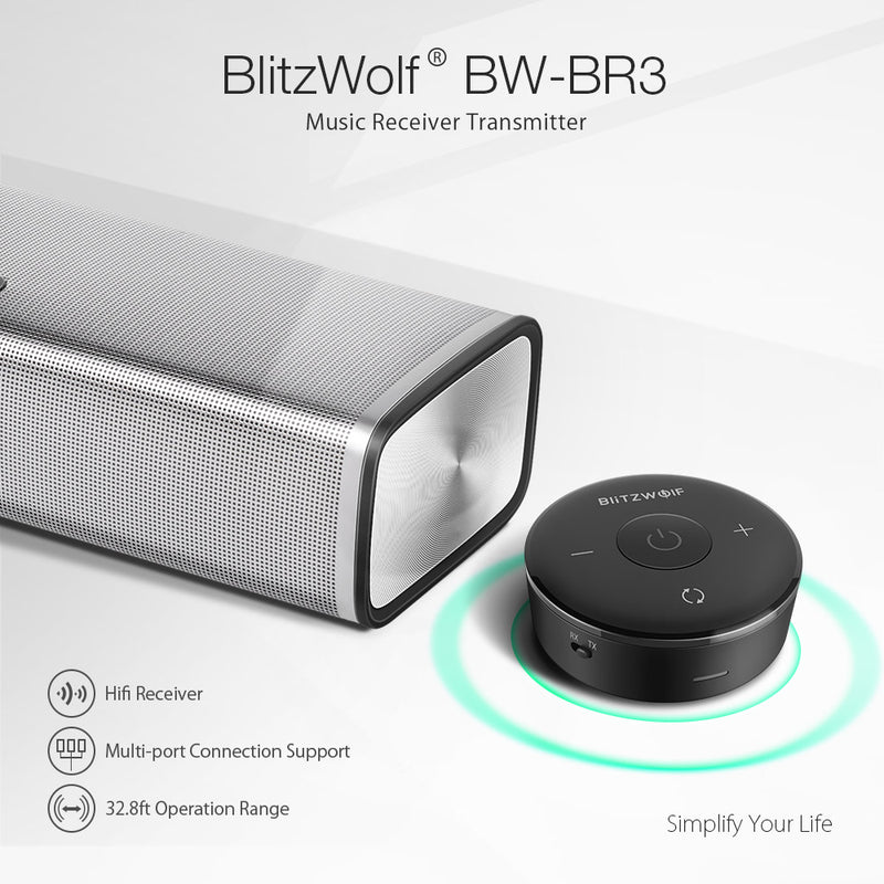 BlitzWolf BW-BR3 bluetooth V4.1 Music Receiver Transmitter 3.5mm AUX 2 in 1 Adapter