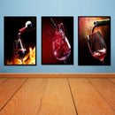 Miico Hand Painted Three Combination Decorative Paintings Red W-ine Glass Wall Art For Home Decoration