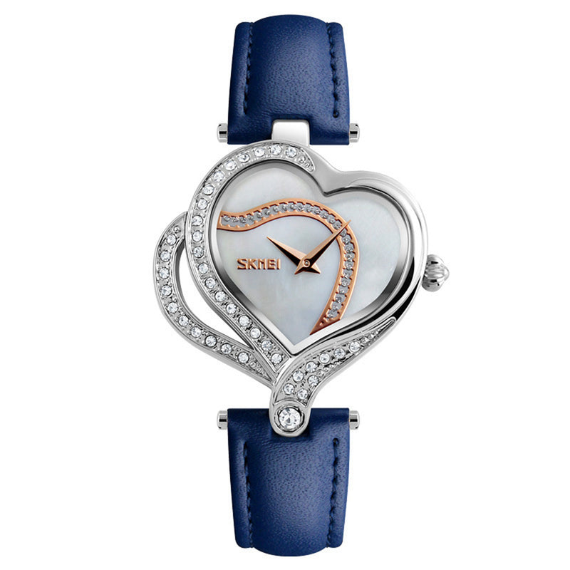 SKMEI 9161 Sweet Love Fashion Style Women Watches Crystal Leather Strap Quartz Watch