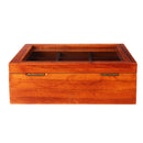 Nature Wooden Tea Coffee Display Holder Box with 9 Grid Glass Lid Storage Container