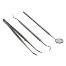 3pcs Stainless Steel Teeth Oral Clean Kit With Mouth Mirror Tweezer Probe