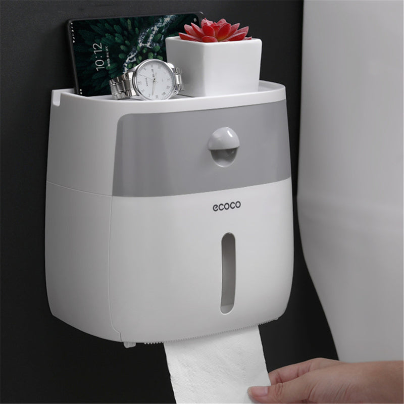 Toilet Paper Holder Creative Plastic Wall Mounted Tissue Storage Box Bathroom Decor