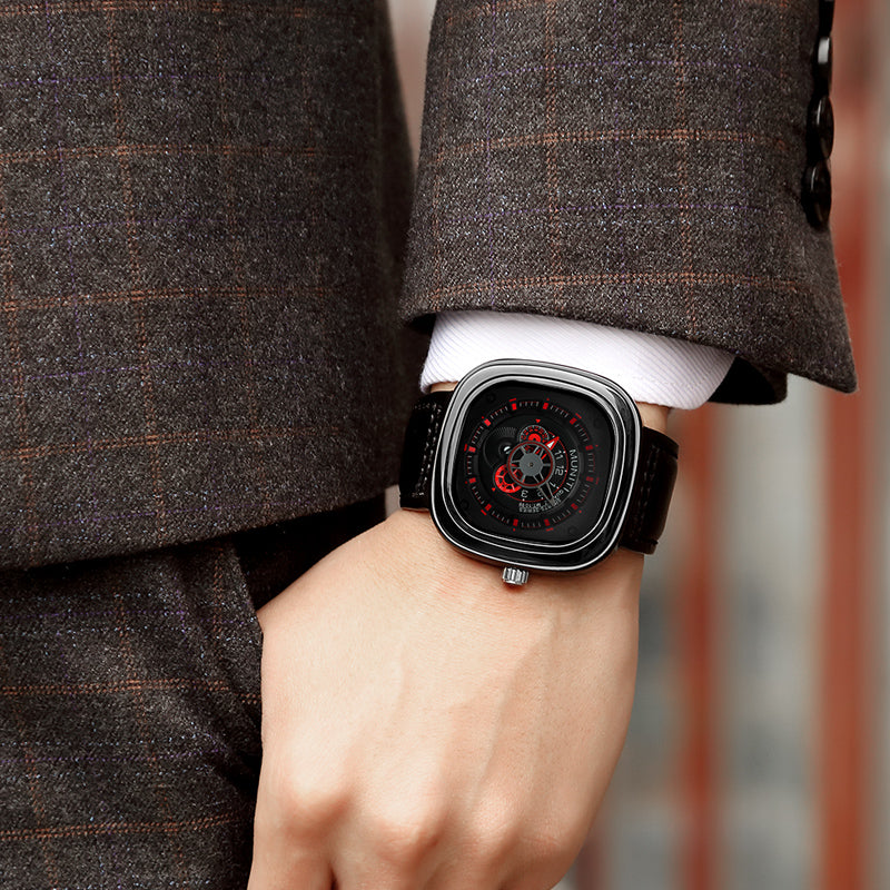 MUNITI 0361 Original Design Waterproof Creative Watch Leather Strap Business Style Quartz Watch