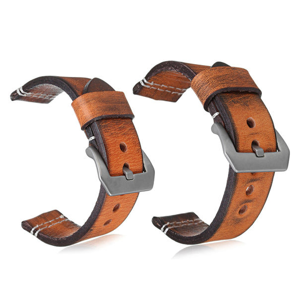 22 24mm Leather Wrist Watch Band Strap Vintage Retro Thick Band Men's Belt