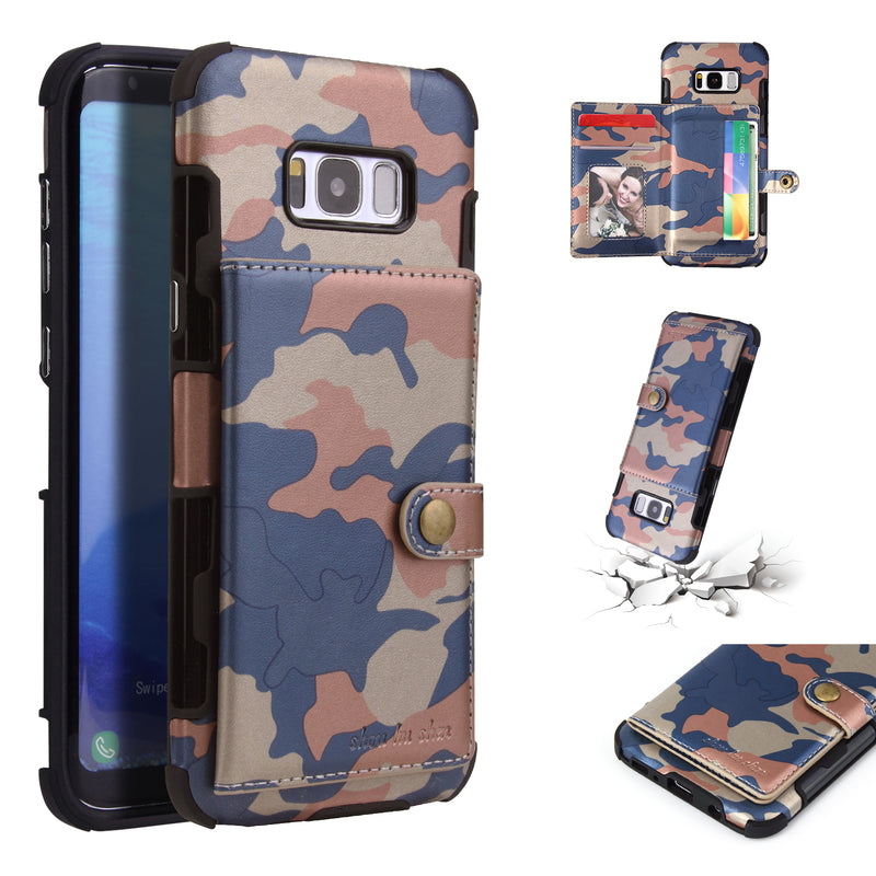Camouflage Wallet Card Slots Protective Case For Samsung Galaxy S8 Plus