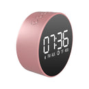 Loskii Portable TF Card AUX Playback Subwoofer Speaker FM Radio Clock Mirror Display Wireless Blueto