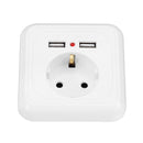 Excellway 250V 2.4A Dual USB Ports Wall Socket Switch Charger EU Plug Mount Power Adapter Outlet Panel