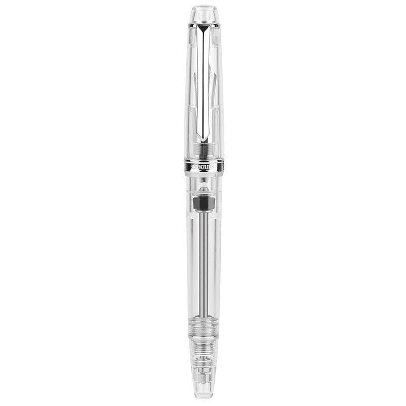 Penbbs 268 Vacuum Filling Fully Transparent Fountain Pen 0.5mm Nib Writing Signing Pen Office School Stationery Supplies Gift for Students Friends Family