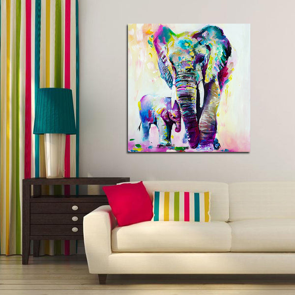 Miico Hand Painted Oil Paintings Animal Elephant Paintings Wall Art For Home Decoration