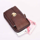 Outdoor Multifucntional Vertical Leather Men Casual Pocket Portable Zip Waist Pack Phone Bag