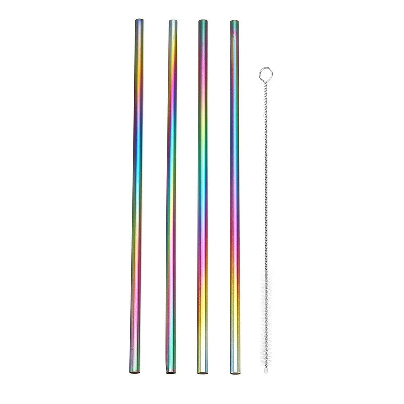 Stainless Steel Drinking Straws Rainbow Multi-colored Straw Reusable Drink Straw with Cleaning Brush