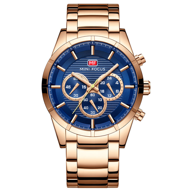 MINI FOCUS MF0170G Business Style Men Wrist Watch Stainless Steel Band Quartz Watches