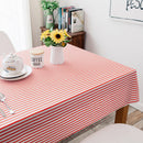 Cotton and Linen Simple Pastoral Tablecloth Geometric Tectangular Table Cover with Color Stripes