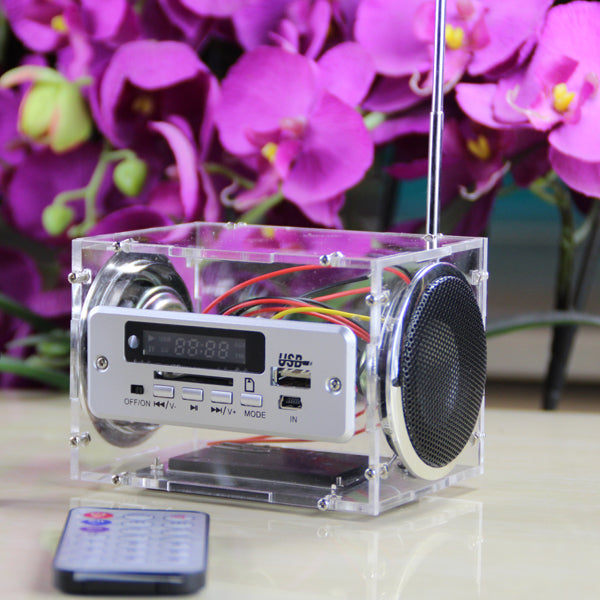 DIY 2x3W Multi-function bluetooth Wireless Small Power Amplifier Speaker Kit With MP3 AUX Radio