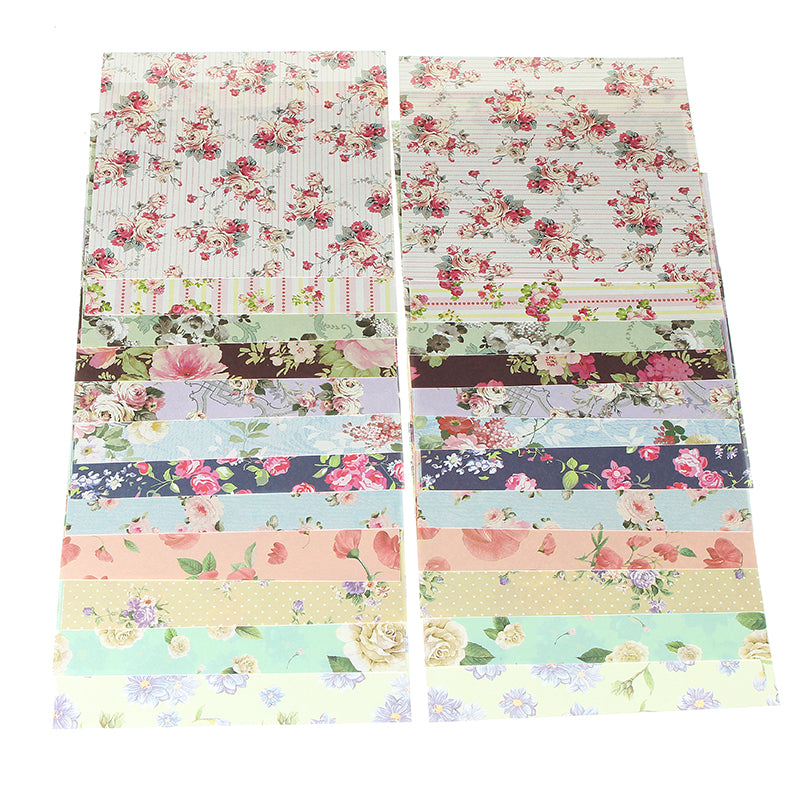 KiWarm 24Sheets 15x15cm Assorted Floral Folding Paper Origami Art Background Paper Card Making DIY Scrapbook Paper Craft Paper Art