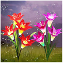 2pcs 4LED Solar Power Lily Flower Stake Light Multicolor Changing Waterproof Outdoor Garden Lamps