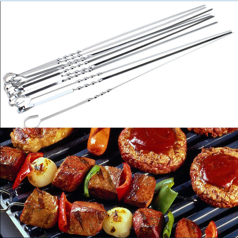 10Pcs 38cm Stainless Steel Barbeque Skewer Needle BBQ Kebab Cooking Grill Stick