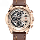 BAGARI 1802 Casual Style Fake Three Dials Quartz Watch Leather Strap Men Watches