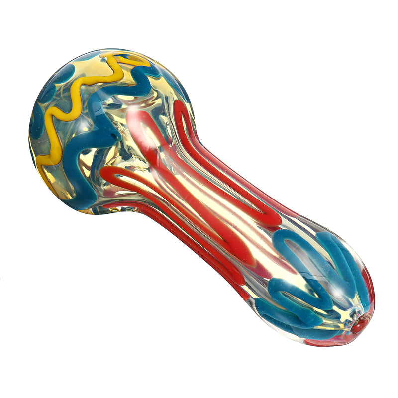 Yellow Patterned Glazed Glass Pipe Spoon Shape T obacco Herb Tube Portable Hand Crafts Pipes