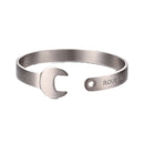 Fashion Titanium Steel Letters Men Bracelet Vintage Mechanical Wrench Open Bangle Bracelets for Men