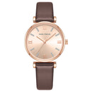 MINI FOCUS 0335L Fashion Zircon Decoration Women Watch Waterproof Genuine Leather Strap Quartz Watch