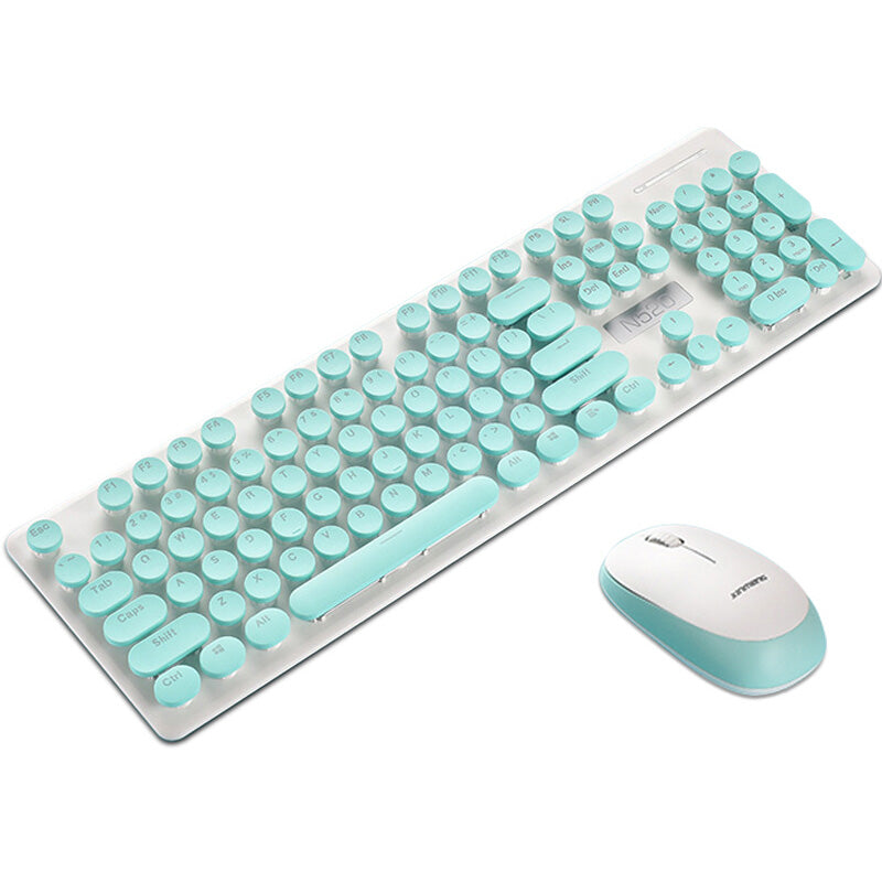 XINMENGN520 2.4GHz Wireless Retro Keyboard and Mouse Combo Set for School Office Use