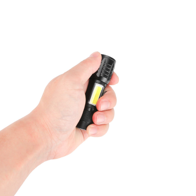 XANES XPE +COB Zoomable Flashlight 3 Modes Waterproof  EDC Tactical Torch Light Work Lamp