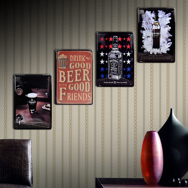 Beer Sheet Metal Drawing Metal Painting Tin Shop Pub Wall Tavern Poster Sign
